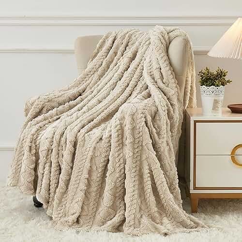 Aganear Fleece Throw Blanket - Cozy Soft Lightweight Fuzzy Throw Blanket for Women Portable Throw Blankets for Couch, Warm Present for Birthday, Christmas, Halloween, Housewarming(50"x60", Khaki) - Product Image