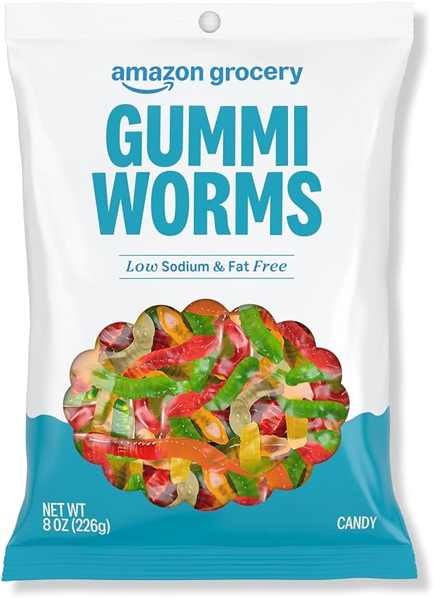 Amazon Grocery, Gummi Worms Candy, 8 Oz - Product Image