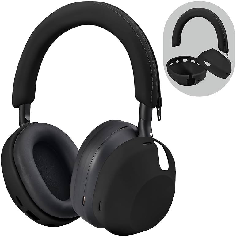 Silicone Case for Sony WH-1000XM5, Sony xm5 Wireless Headphones Protective case Cover,Black - Product Image