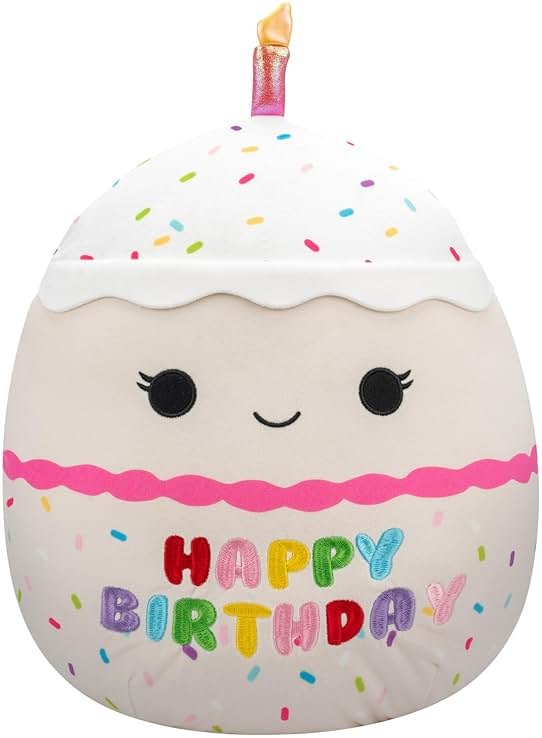 Squishmallows Original 14-Inch Lyla Vanilla Birthday Cake with Rainbow Sprinkles Embroidery - Official Jazwares Large Plush - Product Image