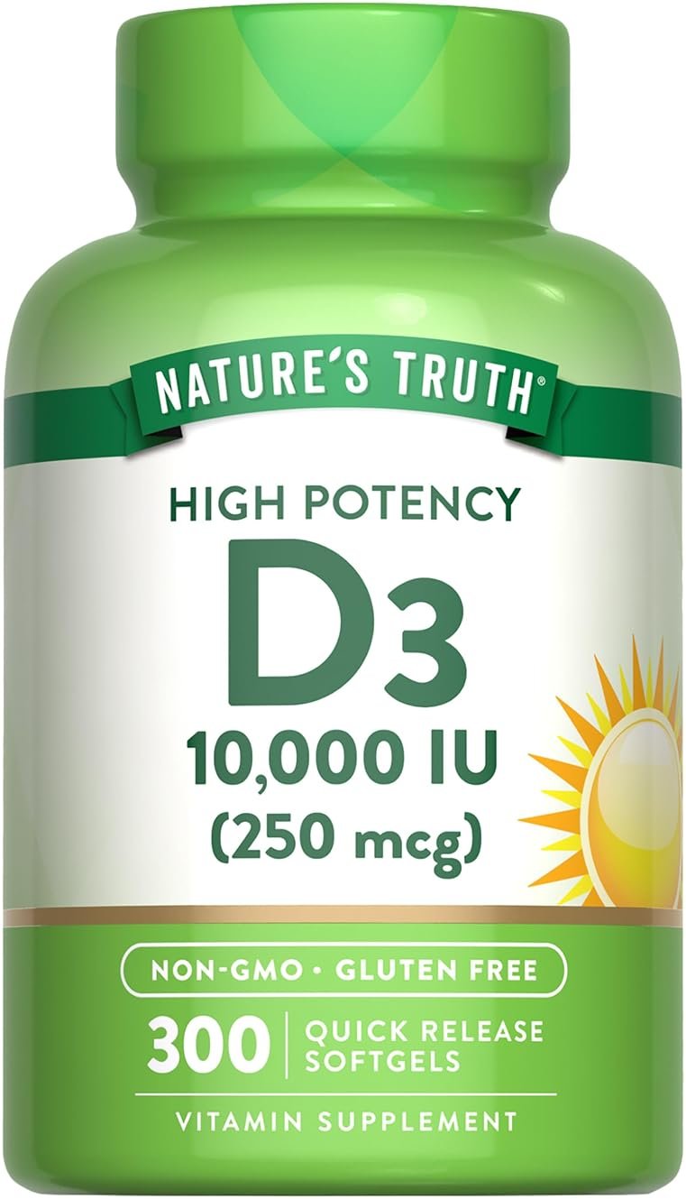 Nature's Truth Vitamin D3 10000 IU Softgels | 300 Count | Extra Strength | Non-GMO & Gluten Free Supplement - Product Image