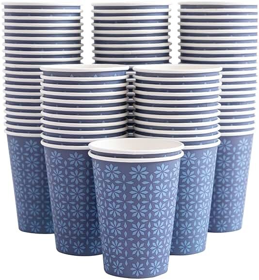 Clawsoff 210 Pack 16 oz Disposable Paper Cups, Hot/Cold Beverage Paper Drinking Cups, Navy Floral Paper Coffee Cups 16 oz for Home-use, Office, Restaurant and Events - Product Image