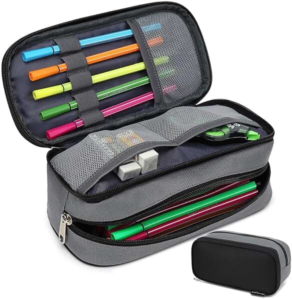Mountain guest Large Capacity Pencil Case Multi-Slot Pencil Pouch Durable Pencil Box Portable Office Pen Bag with Zipper - Product Image