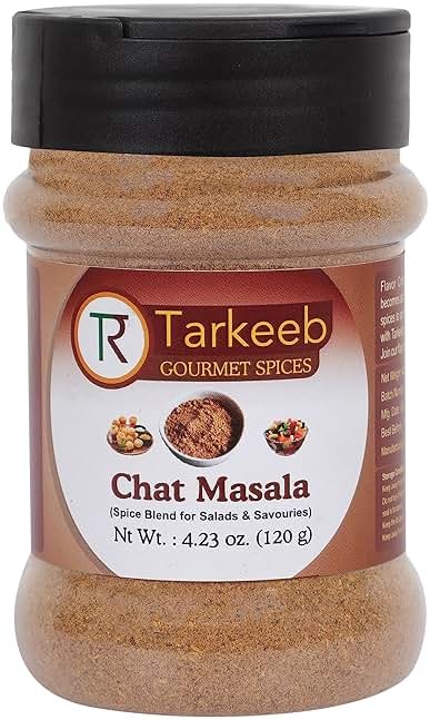 Tarkeeb Chat Masala 4.23 oz (120g) Shaker Top PET Jar | Tangy Indian Seasoning | All Natural | Vegan | No Colors | Gluten Free | NON-GMO | Indian Origin | - Product Image