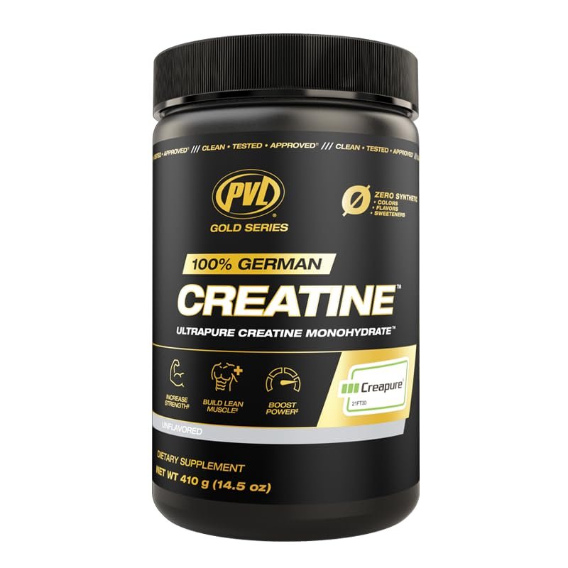 PVL Creapure Creatine – 100% Pure German Creatine Monohydrate Powder-Pharmaceutical Grade Muscle Building Supplement for Strength Training, Pre Workout & Post Workout Protein Support–410g 82 Servings - Product Image