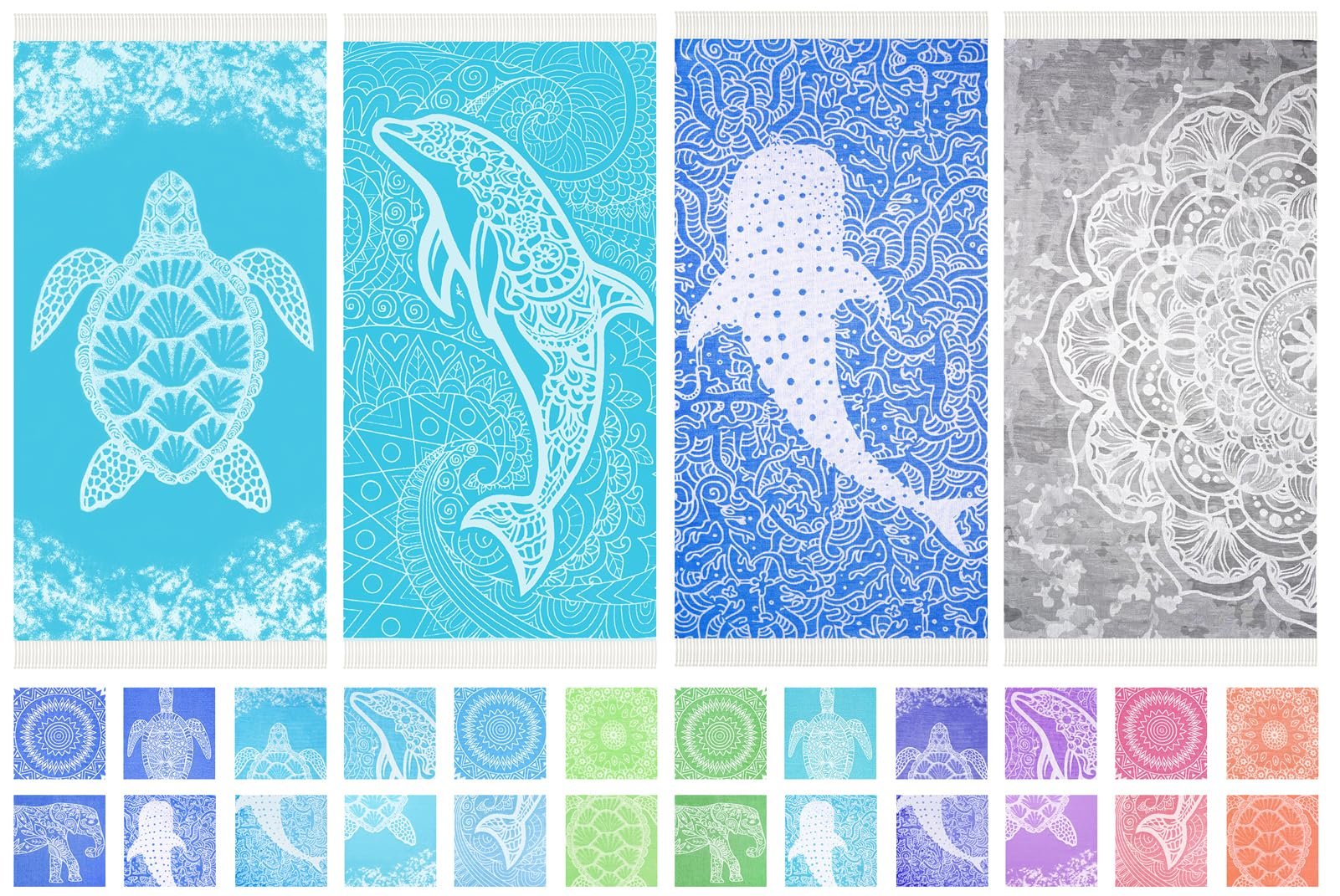 Widdonen Thin Turkish Beach Towel Lightweight Quick Dry Absorbent Cotton Bathroom Bath Pool Swim Towels Extra Large Oversized Sand Free Beach Accessories Essentials Cloud Gifts for Adult - Product Image