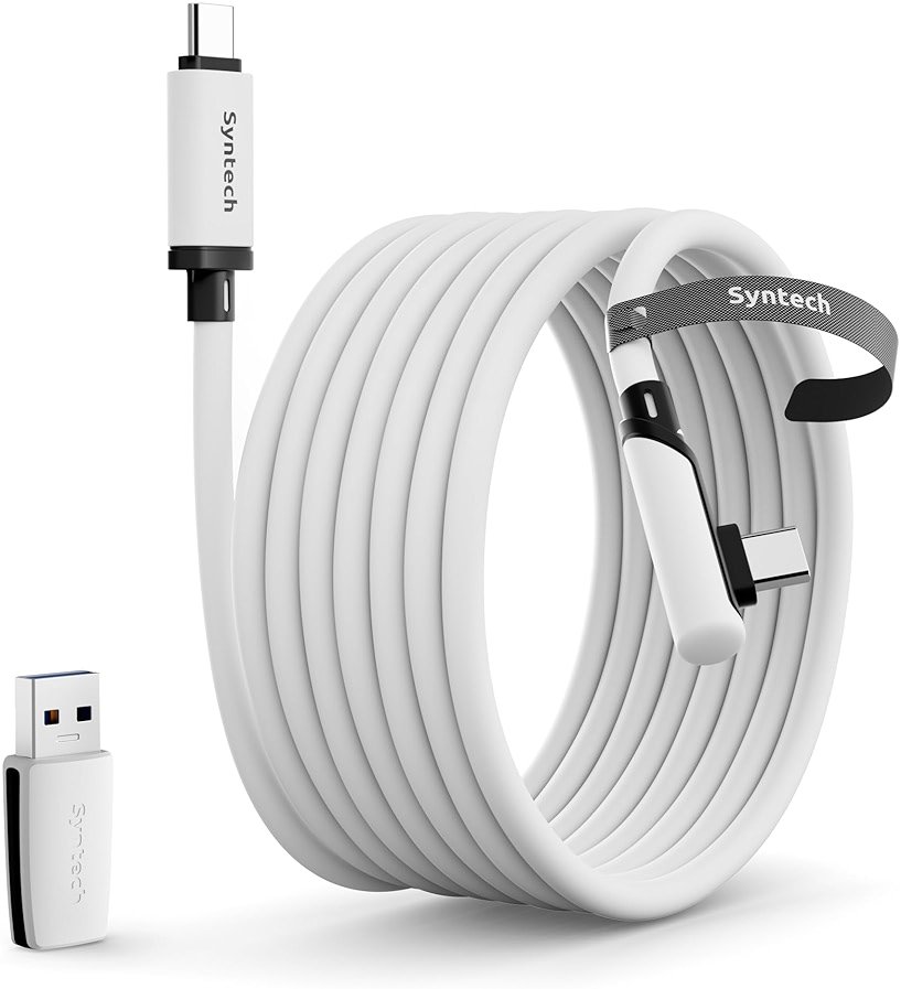 Syntech Link Cable 16FT Compatible with Oculus/Meta Quest 3/Quest 3S/Quest2/Pro/Pico 4 Accessories and PC/SteamVR, Upgraded Type C with USB 3.0 Adapter, High Speed Data Transfer Cord for VR Headset - Product Image