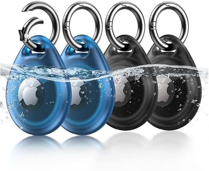 UNBREAKcable AirTag Holder, [4-Pack] IPX8 Waterproof AirTag Keyring Cover Case for Apple AirTag, Full-Body Covered AirTag Holder for Pet Collar, Keys, Bags - Product Image