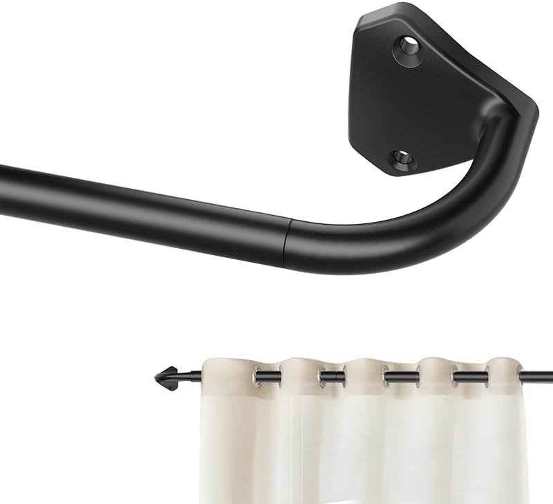 GXOACKJ Black Curtain Rods for Windows 28 to 60 inch, 5/8 inch Adjustable Wrap Around Blackout Curtain Rods for Bedroom & Outdoor - Product Image