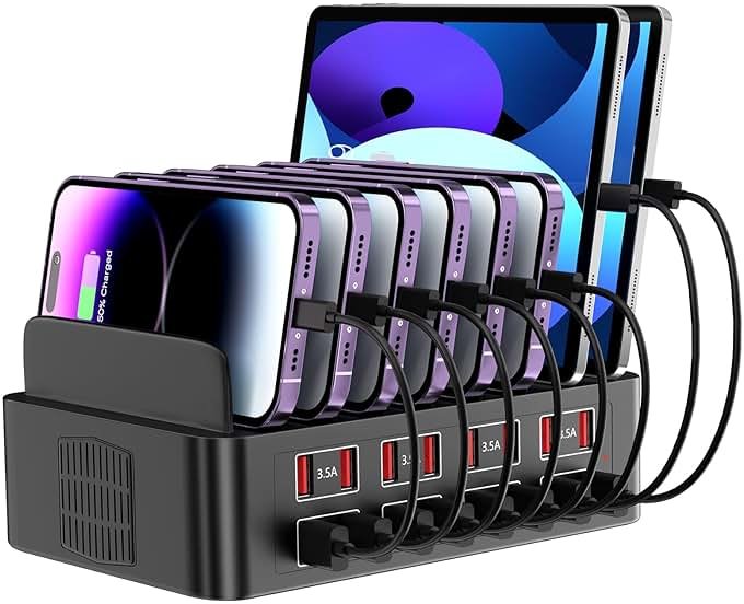 Charging Station for Multiple Devices, 150W USB Charger Station with16 Fast Charging Ports, Ipad Charging Station for Apple Devices Fire Tablets iPhone Samsung Android - Product Image