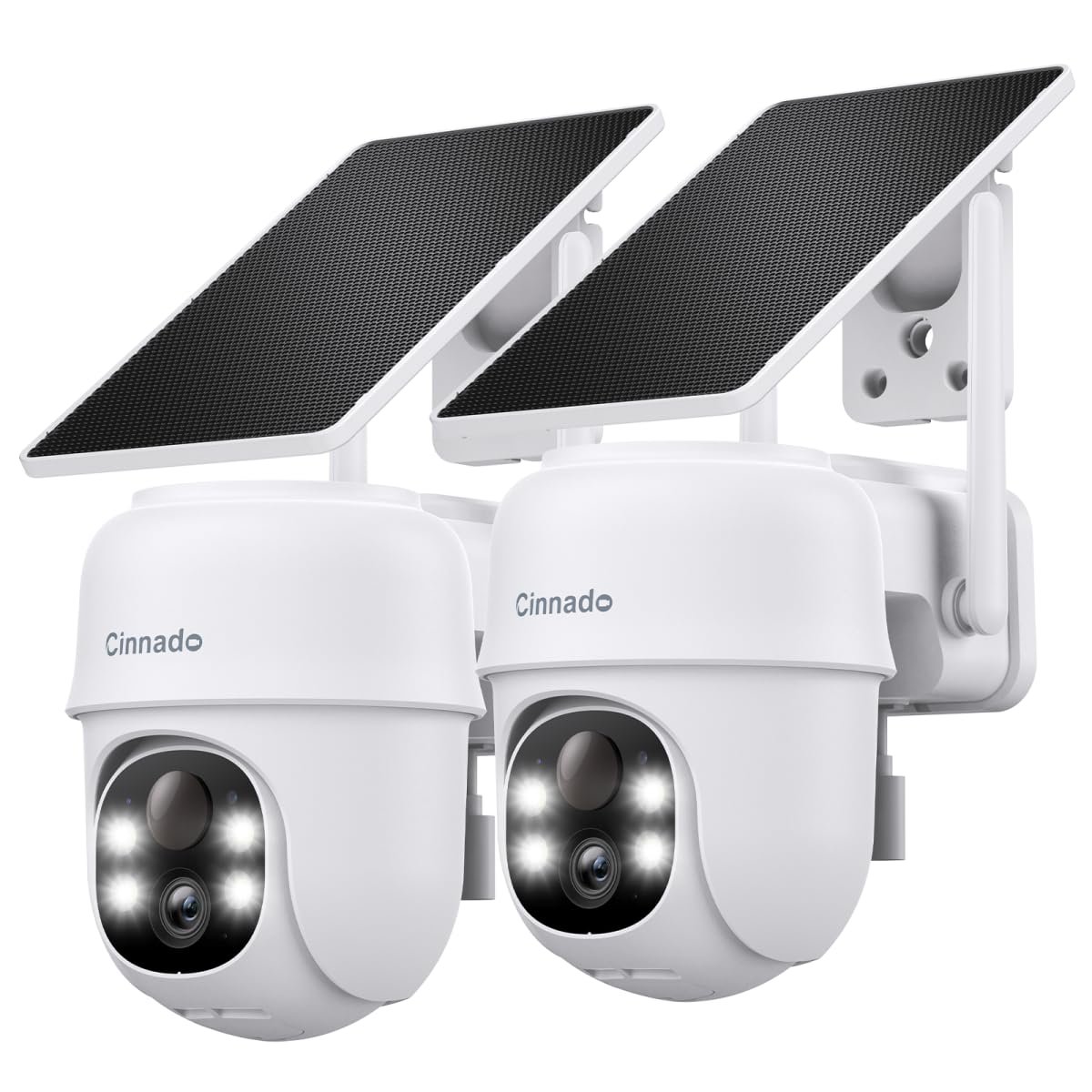2K Cameras for Home Security-2.4G WiFi Outdoor Camera Wireless Solar/Battery Powered with solar panel, 360° Viewing, AI Human Detection, Color Night Vision, with SD Storage, Works with Alexa(2 Pack) - Product Image