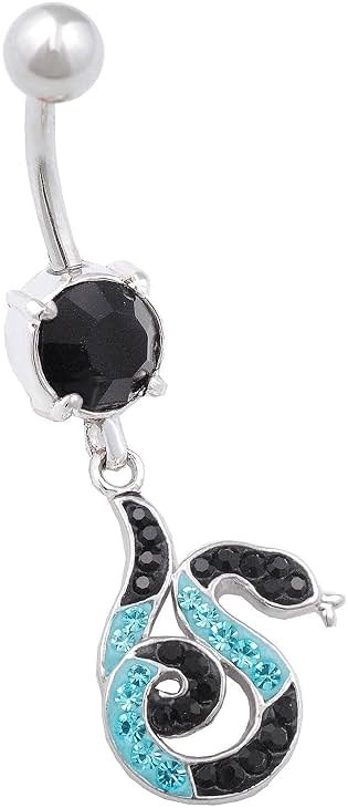 1PC Surgical Steel 14g 3/8 10mm dangle belly rings Piercing Jewelry navel Ear Lobe Earring 8mm 5mm Crystal More Choices - Product Image