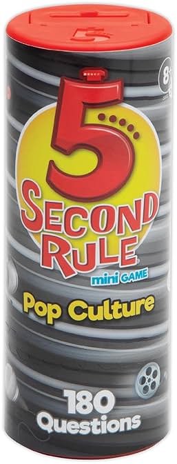 5 Second Rule Game Pop Culture Edition (Mini Tube) - Simple Questions Card Game for Family Fun, Party, Kids, Travel, Game Night & Sleepovers - Think Fast and Shout Out Answers - for Ages 8+ - Product Image