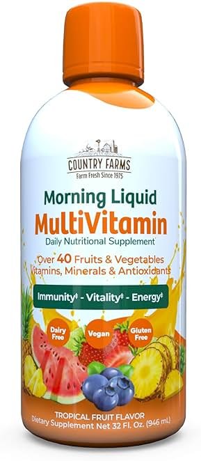Country Farms Liquid Multivitamin, Vitamins and Minerals for Immune Support and Energy, Herbal Blend, Vegan, Multivitamin for Women and Men, Gluten Free, Tropical Fruit Flavor, 32 fl oz - Product Image