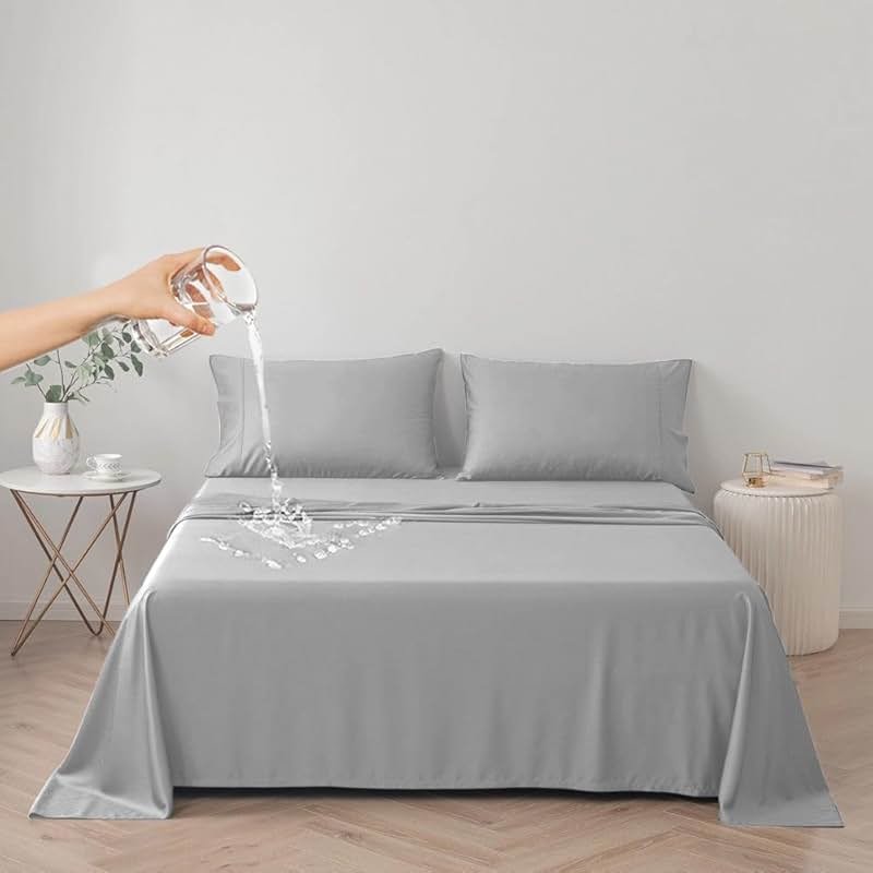 DUJUIKE Waterproof Bed Cover for Dog and Cats,Pet Hair Resistant Bed Sheet Cover, Protective Bed Liner Cover with 100% Waterproof Breathable Thin Fabric (Cal King/King 98 * 90 inch, Grey) - Product Image