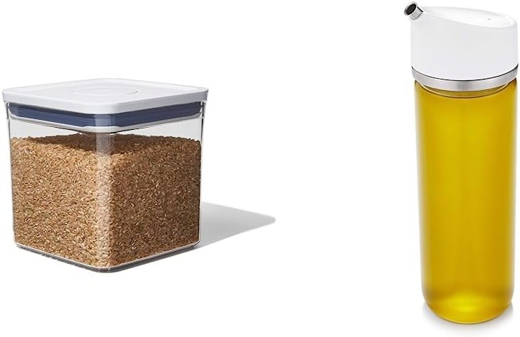 OXO Good Grips POP Container - Airtight Food Storage - 2.8 Qt for Rice, Sugar and More & Good Grips 12 oz Precision Pour Glass Oil Dispenser - Product Image