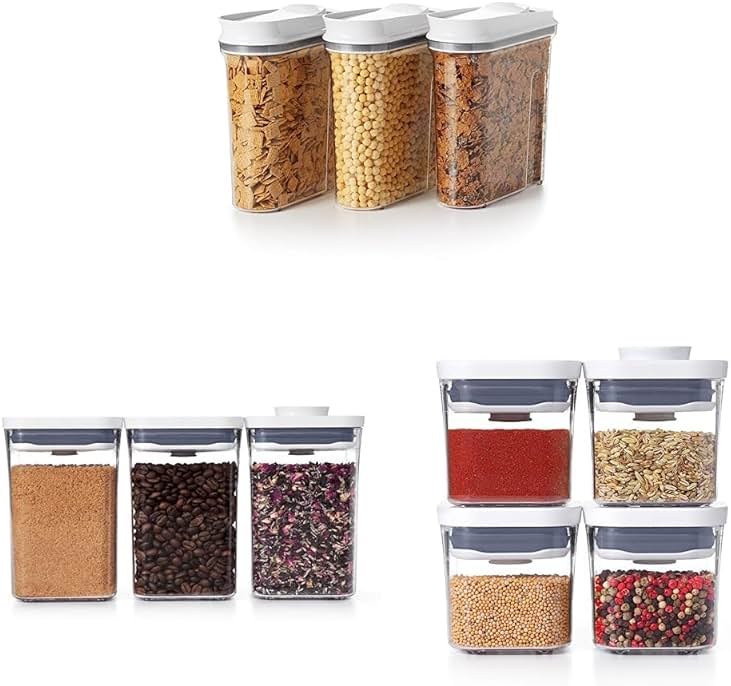 OXO Good Grips 3-Piece POP Cereal Dispenser Set Good Grips 3-PC Small Square Short POP Container Set, White Good Grips 4-Piece Mini POP Container Set - Product Image
