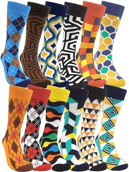HSELL Mens Funny Pattern Dress Socks Crazy Design Cotton Socks Novelty Gifts for Men - Product Image