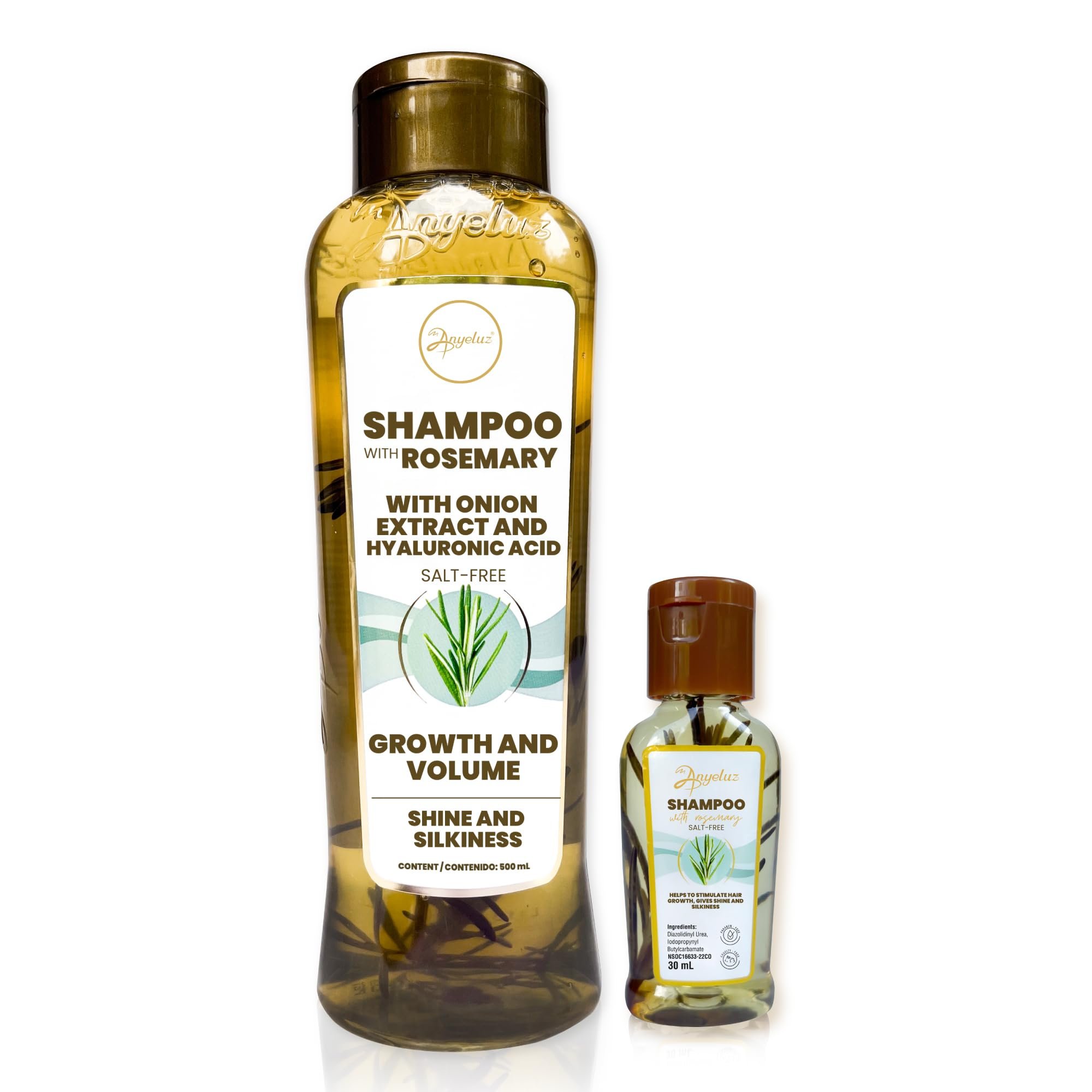 ANYELUZ Kit Duo Rosemary Shampoo + Mini Travel Size, With Onion Extract, Hyaluronic Acid and Rosemary - Product Image