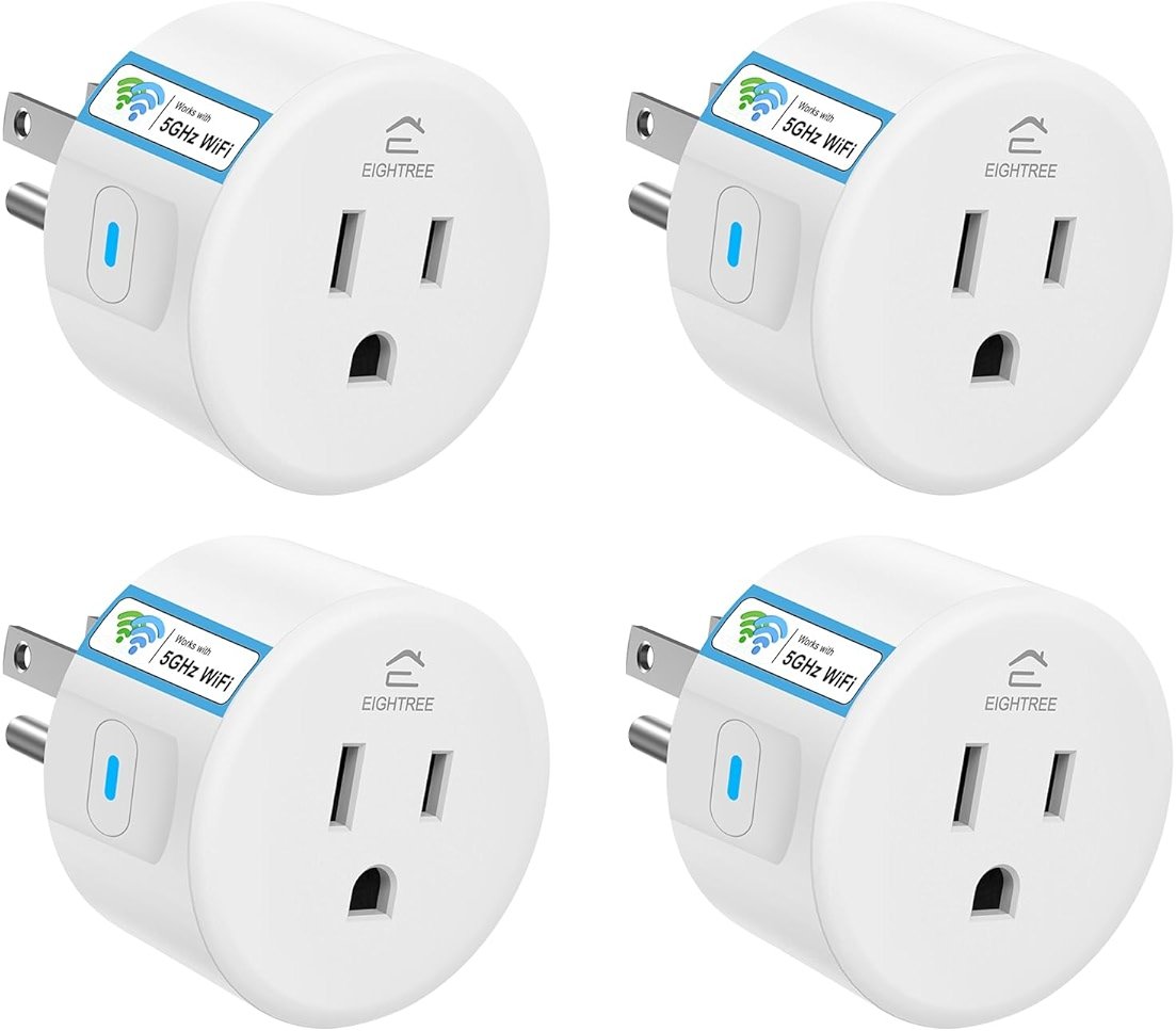 EIGHTREE Smart Plug 5GHz& 2.4GHz, 15A WiFi Smart Outlet Compatible with Alexa & Google Home, Smart Home WiFi Plug with Remote Control, Timer Outlet with Schedule, 4 Packs - Product Image