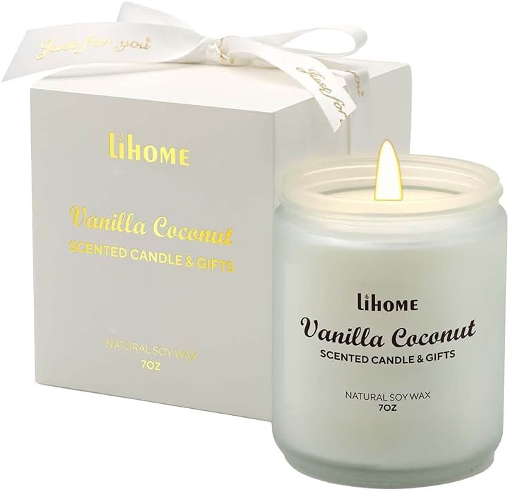 Candles Gifts for Women - Natural Soy Wax Candle for Home Scented Perfect for Christmas, Birthday, Mother's Day, Vanilla Coconut Candles - Product Image