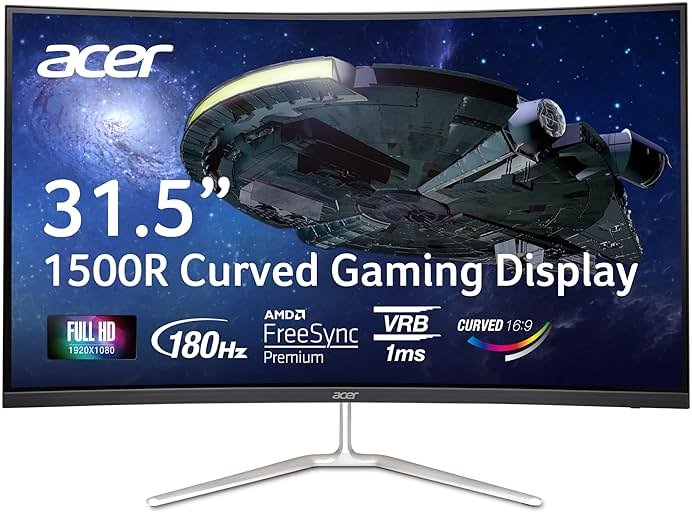acer Nitro 31.5" FHD 1920 x 1080 1500R Curved PC Gaming Monitor | AMD FreeSync™ Premium | Up to 165Hz Refresh | 1ms VRB | VESA Mountable | 1 x Display Port 1.2 & 2 x HDMI 1.4 | EDA320Q PBIIPX - Product Image
