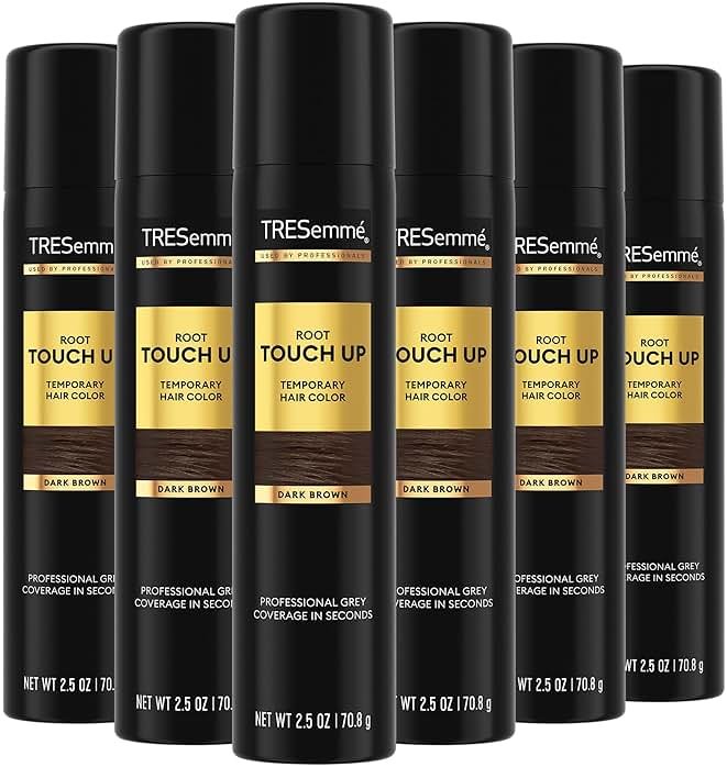 TRESemmé Root Touch Up, Temporary Hair Color Spray, Travel-Size 6-Pack – Dark Brown, Professional Grey Hair Coverage in Seconds, 2.5 Oz Ea - Product Image