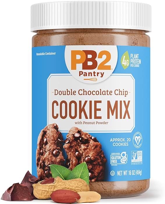PB2 Pantry Double Chocolate Chip Cookie Mix - 16oz Jar | Certified Vegan, Gluten Free, Non-GMO, 4g Plant Protein Per Cookie - Product Image