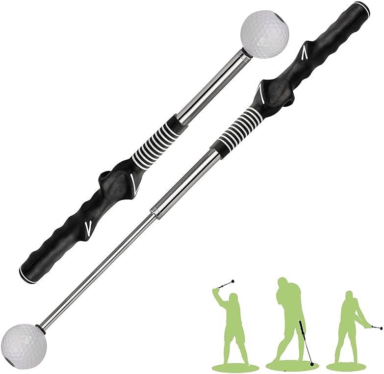 Retractable Golf Swing Training Aid, Golf Grip Trainer & Golf Swing Trainer for Warm-up, Right-Handed Golf Club for Indoor Practice, Golf Accessories - Strength & Tempo Training for Chipping Hitting - Product Image