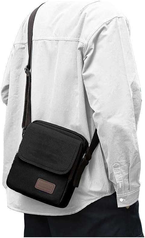 Small Crossbody Bag for Men,Canvas Messenger Shoulder Bags Crossbody Satchel Bag Men's Side Bags Over the Shoulder Purse - Product Image