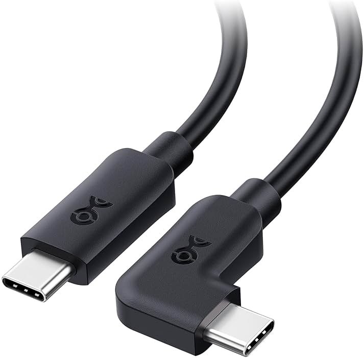 Cable Matters 20Gbps Right Angle USB C Cable - 6ft, Supports Up to [8K@30Hz / 4K@120Hz Video, 240W Charging, 20Gbps Data Transfer] 90 Degree USB C Cable, Right-Angle USBC to USBC Cord - Product Image