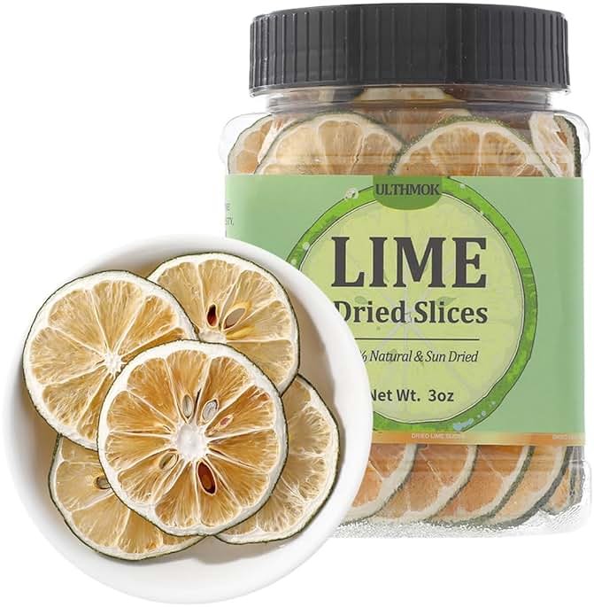 Premium Dried Lime Slices 3 Oz/85g,100% Natural Dehydrated Limes Lemon Slices for Cake Decoration & Cocktail Garnish,No Additives & No Sugar Added. - Product Image