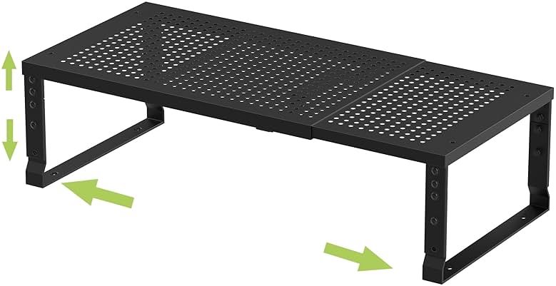 Jojocross Expandable Adjustable Stackable Kitchen Organizer, Spice Rack,Metal Pantry Storage Shelves Racks,Counter Shelf for Cabinets, Countertop, Cupboard(1 Pack/Medium/Black) - Product Image