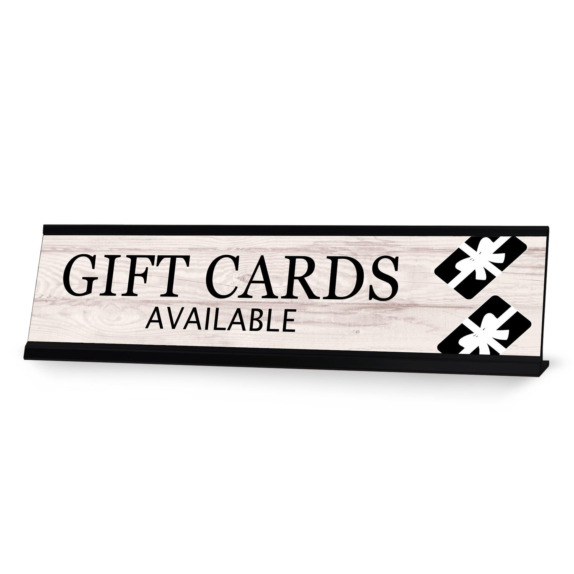 Signs ByLITA Gift Cards Available Graphic Black Frame, Desk Sign (2x8") - Product Image