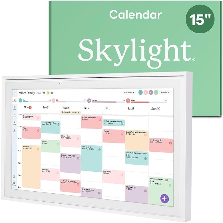 Skylight Calendar: 15-inch Wall Planner Digital Calendar & Chore Chart, Smart Touchscreen Interactive Display for Family Schedules – Wall Mount Included, Great for Organizing Your 2026 Calendar - Product Image