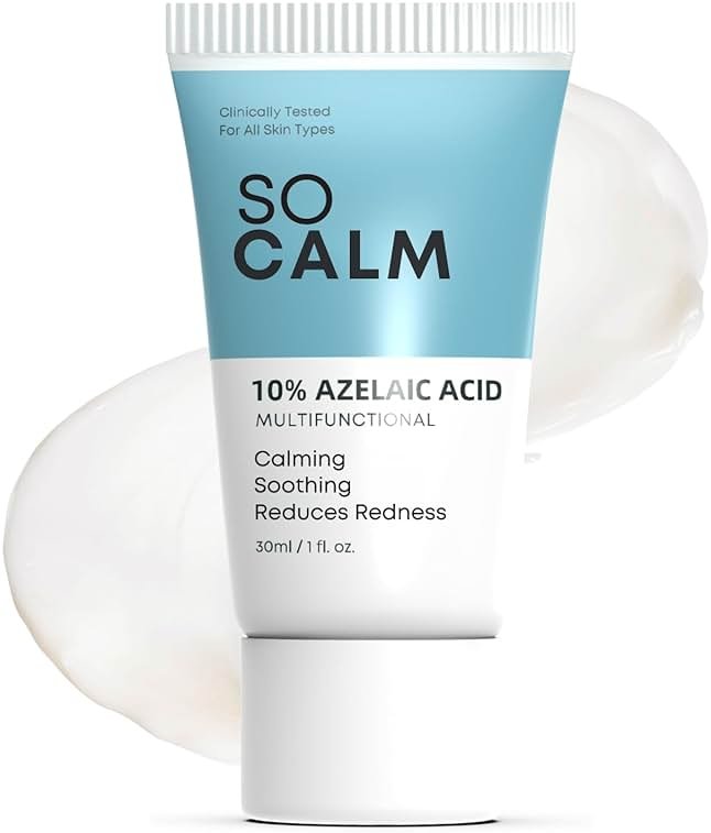 SoCalm Azelaic Acid 10% for Rosacea-Prone Skin – Calms Face Redness & Evens Tone, with Niacinamide & Ceramide NP, Fragrance-Free, 30ml / 1oz - Product Image