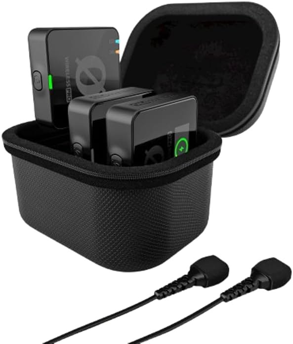 RØDE Wireless PRO Compact Wireless Microphone System with Timecode, 32-bit Float On-board Recording, 2 Lavalier Microphones and Smart Charge Case for Filmmaking and Content Creation - Product Image
