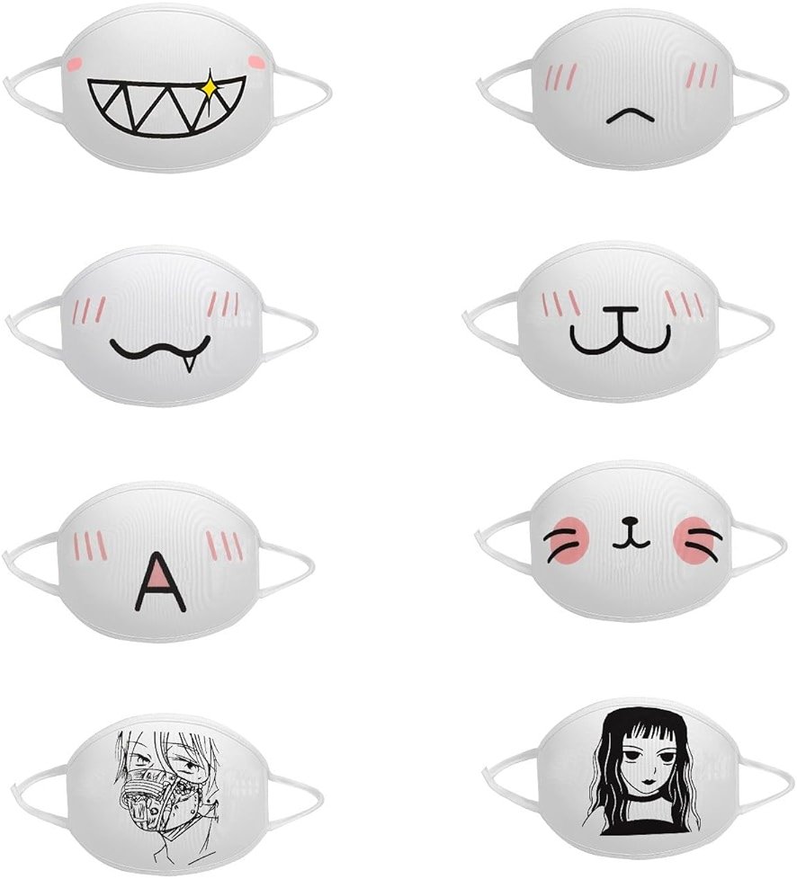 Jilneed Kawaii Face Mask Women Reusable Japanese Cartoon Cat Face Mouth Mask Halloween Cosplay Goth Washable Cloth Masks - Product Image