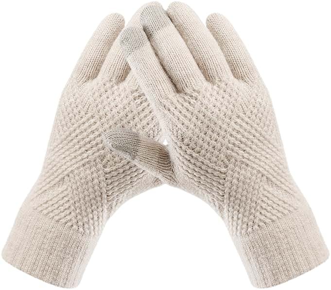 Trifabricy Winter Gloves for Women - Warm Soft Fleece Lined Winter Gloves, Touchscreen Elastic Cuff Knit Womens Winter Gloves - Product Image