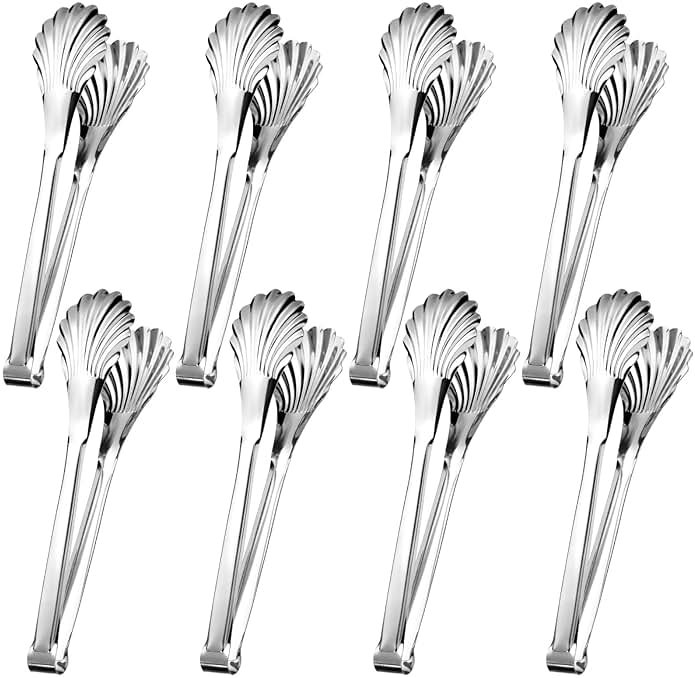 Uiifan 8 Pcs 11inch Stainless Steel Kitchen Tongs, Buffet Salad Serving Tongs Bulk, High Heat Resistant Clips for Cooking, Kitchen and BBQ Utility Tong, Dishwasher - Product Image
