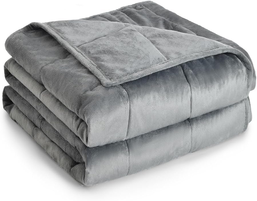 Topblan Weighted Blanket Twin Size 15lbs, Adult Weighted Blankets with Soft Warm Fabric for Sleeping and Calming, Adult Heavy Blanket for Sofa Bed, Grey, 48 x 72 inches - Product Image