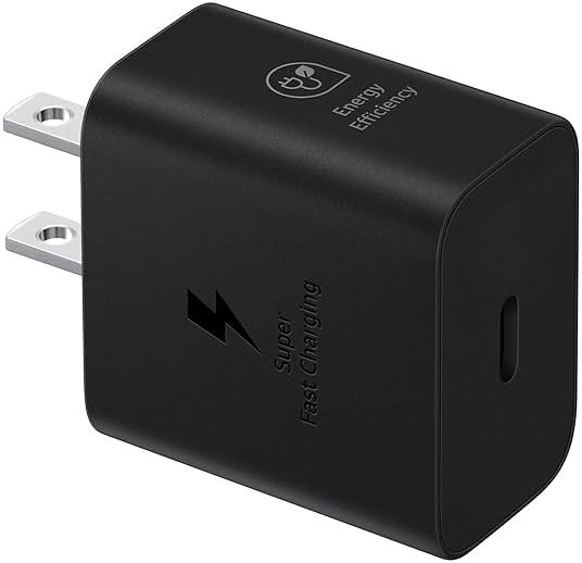 Samsung 25W Wall Charger Power Adapter, Cable Not Included, Super Fast Charging, Compact Design, Energy Efficient, Compatible with Galaxy and USB Type C Devices, Black - Product Image