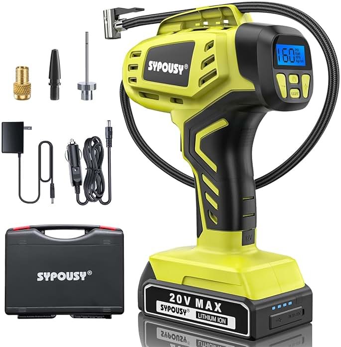 Tire Inflator Portable Air Compressor,Digital Cordless Tire Inflator,2X Faster Car Tire Pump with 20V Rechargeable Battery,Dual Power Supply Modes,Air Pump for Car Tires,E-Bike etc. - Product Image