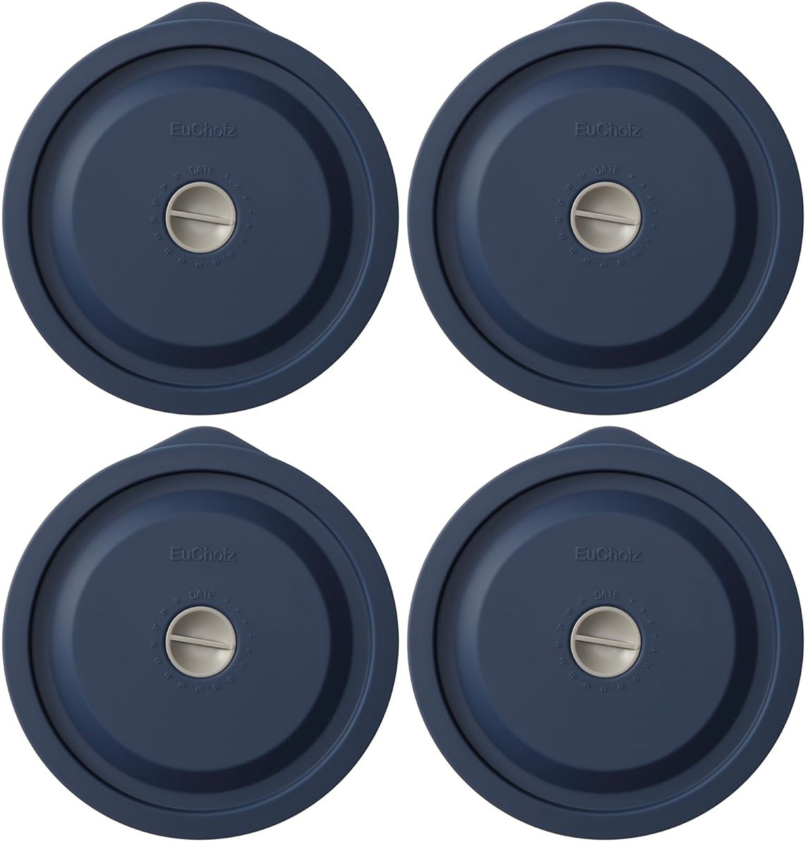 Replacement Lids for Pyrex 7200-PC 2 Cup, Silicone Round Storage Cover Lid for Anchor Hocking Glass Bowl 4 Pack with Date Mark Dark Blue - Product Image