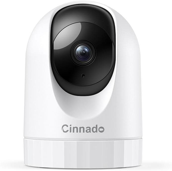 Cinnado Security Camera Indoor-2K 360° WiFi Cameras for Home Security，Pet/Dog/Baby Camera with Phone app, 2-Way Audio, Night Vision, 24/7 SD Card Storage, Works with Alexa & Google Home (2.4Ghz)-D1 - Product Image