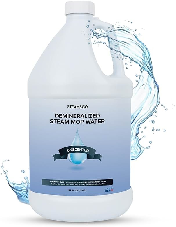 Steam & Go Unscented Demineralized Water for Steam Mop – 128 Fl Oz | Scented Floor Cleaner Solution, Ready-to-Use, Compatible with Any Steam Cleaner - Product Image