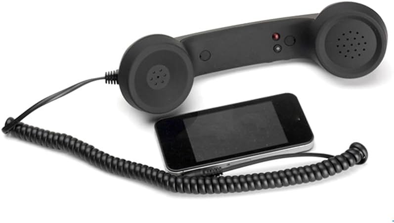 Retro Phone Handset, Wired Headset for Mobile Phone, Laptop, and Computer, Black - Product Image