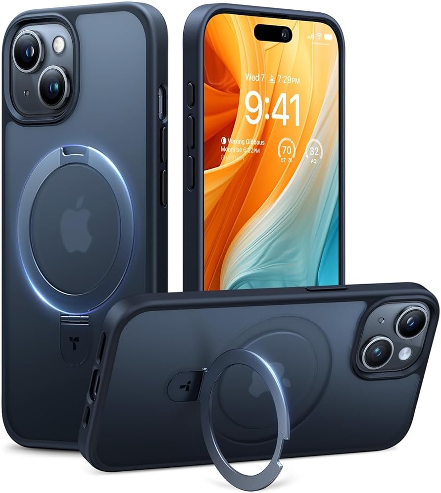 TORRAS Magnetic Kickstand for iPhone 17e, 15, 14, 13, & 16e Case [Fit for MagSafe][Sturdy & Versatile Stand] Military-Grade Shockproof Translucent Slim Protective Anti-Fingerprint Anti-Scratch, Black - Product Image