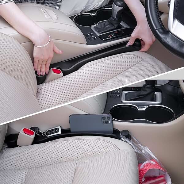 Givifive Car Seat Gap Filler Set of 2, Soft Foam Multifunctional Seat Side Gap Filler with Organizer & Hook Function, 3in1 Gap Stopper Universal Fit Car SUV Truck Fill The Gap Between Seat & Console - Product Image