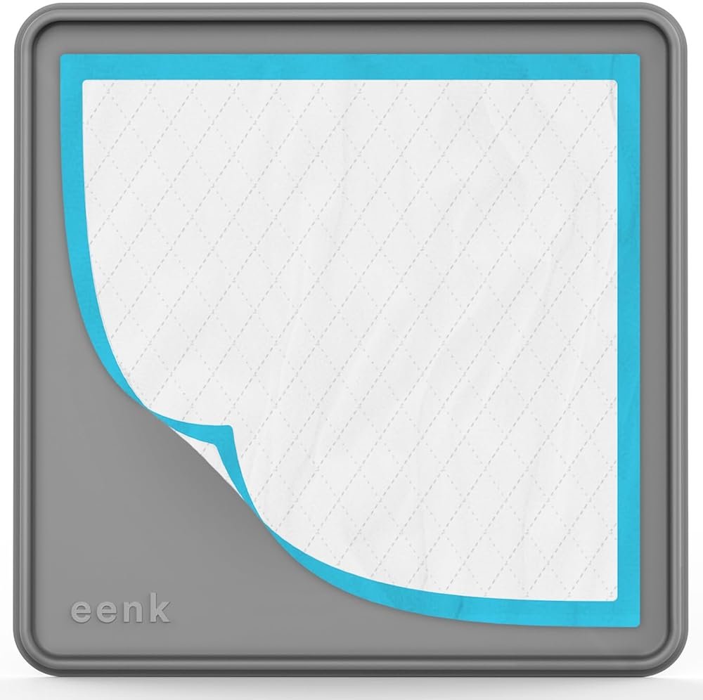 Pee Pad Tray Holder for Dogs - Fits Up to 25 x 25 in. Square Potty Training Pads No Spill Raised Lip High Edge Silicone Mat, Extra Thick and Non-Slip for Indoor Floor Protection (Large, Grey) | eenk - Product Image